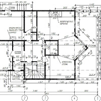 Пример плана 1 этажа каркасного здания. В архитектурном проекте степень проработки выше, нежели в эскизном проекте.