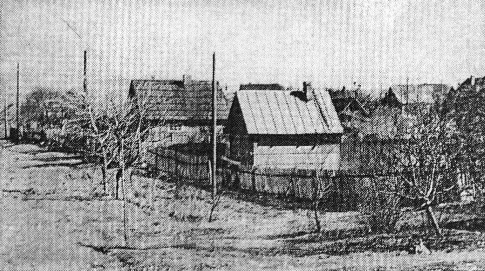 Смоленское шоссе, застроенное частными домами. Из книги Витебск.Историко-экономический очерк (1974 год)