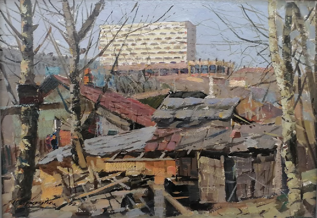 Здание на картине А. Корженевского в начале 1970-х годов